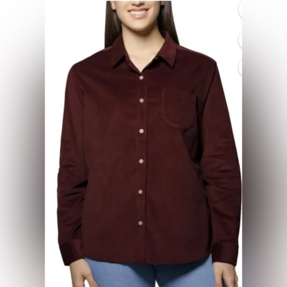 Jachs Women’s Dark Red Casual Button Down Shirt